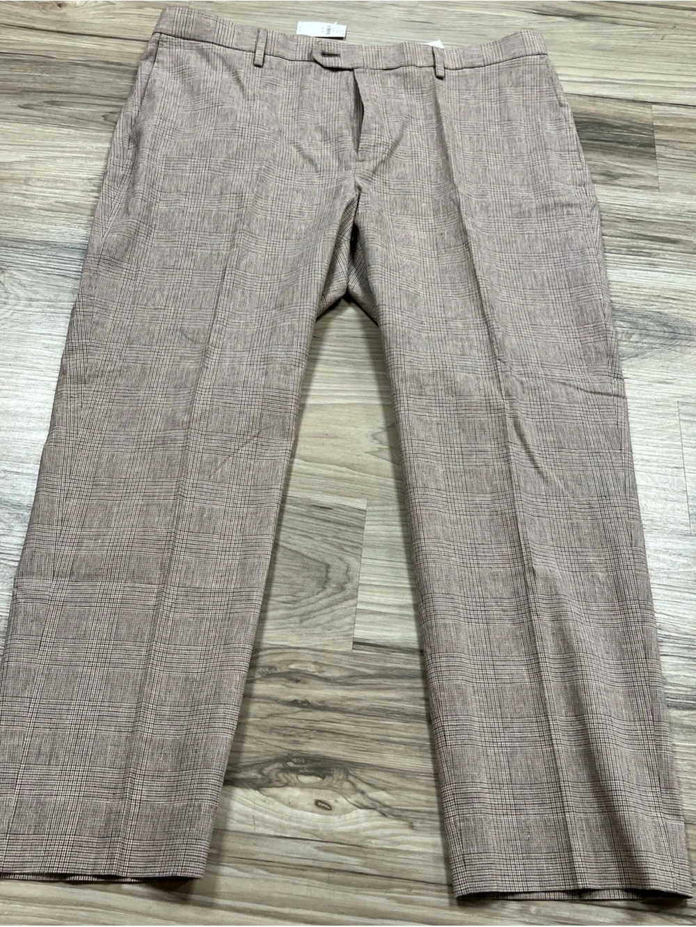 Banana Republic Tailored Fit Trousers Pants Brown Tan Glen Check 38x30 NWT $170